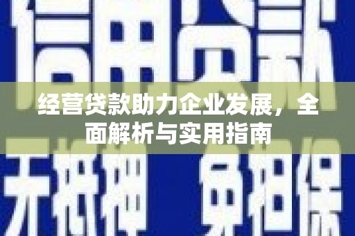 泾河经营贷款助力企业发展，全面解析与实用指南