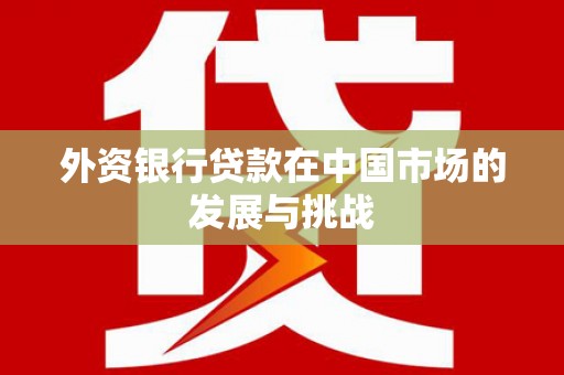 泾河外资银行贷款在中国市场的发展与挑战