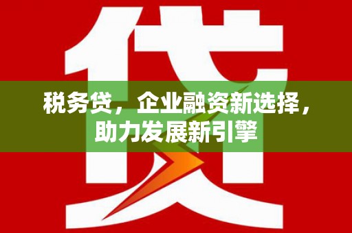 泾河税务贷，企业融资新选择，助力发展新引擎
