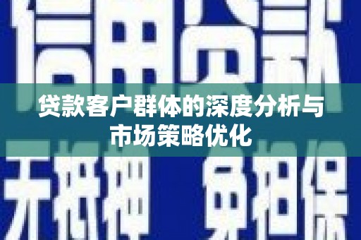 泾河贷款客户群体的深度分析与市场策略优化