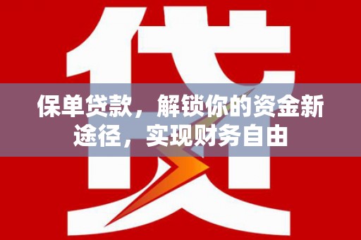 泾河保单贷款，解锁你的资金新途径，实现财务自由