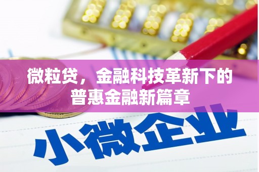 泾河微粒贷，金融科技革新下的普惠金融新篇章