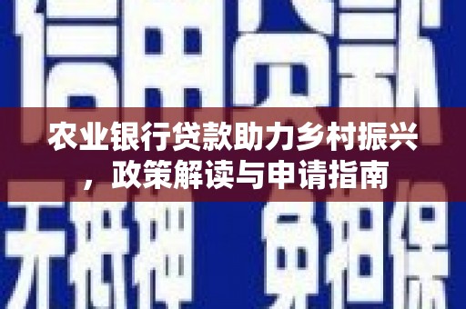 泾河农业银行贷款助力乡村振兴，政策解读与申请指南